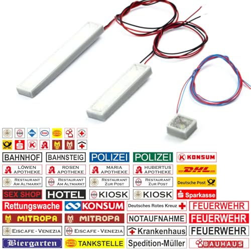 Overdrive-Racing H0 LED Schild Beleuchtet - 1:87 Bausatz Werbeschilder - Feuerwehr Post Tankstelle DDR, H0 LED Schilder:Eiscafe 1 Venezia - 48x8mm