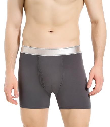 Homguard Inkontinenz-Boxershorts für Herren, Waschbare Schutzhose mit 150 ml Saugfähigem Urinvolumen, Auslaufsichere Unterwäsche, Wiederverwendbar, Baumwolle, Weich (Grau, 3XL)