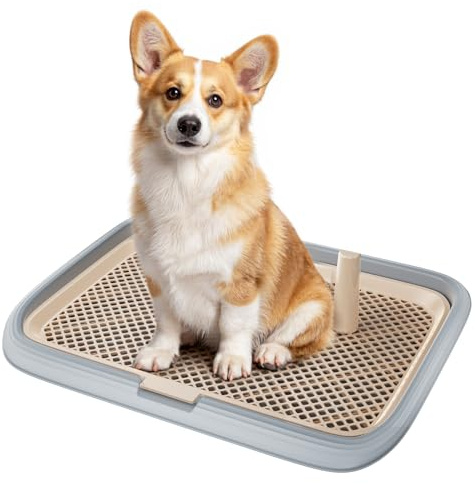 Dog Potty Tray, 23.6x17.68 Indoor Pet Pee Pad Holder,Puppy Training Holder,Bathroom Dog Litter Box, Pet Toilet for Small and Medium Dogs,Housebreaking Supplies, Pet Products(Gray)