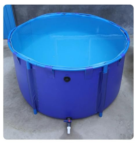 Rygcrud Large Collapsible Canvas Fish Pond - PVC Liner/Fabric, Above Ground Swimming Pool Ease of Assembly, Temporary Holding Tank with Bracket for Koi/Goldfish, Customizable(1x0.6/470L)
