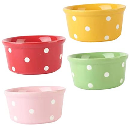 LAPYAPPE 4pezzi Ciotole Ceramica Per Budino Design Creativo Multiuso Per Forno e Dessert Per Soufflé Uova Al Vapore e Frutta Vivaci