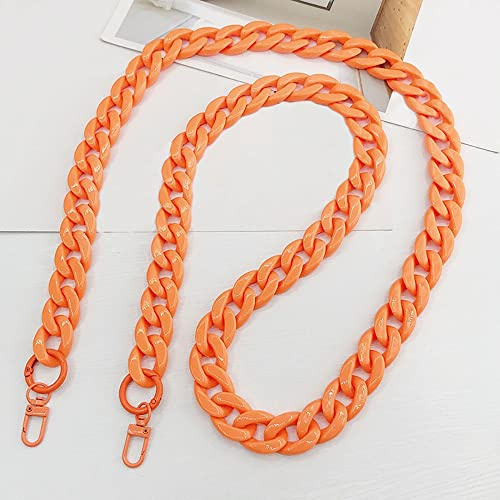 Anevous Acryl Taschenkette 120cm, Tasche Griffe Kette, Schulterriemen Kettenriemen, Flach Kette Riemen, Ersatz Trageriemen für Damen DIY Taschen Handtaschen Umhängetasche,Orange