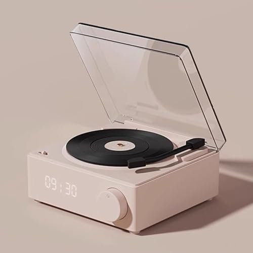 MDXHKK Lettore di Record retrò, Lettore di Disco A Colori Solidi Portatile, con Lettore CD Coper Coper, Audio Speaker, Player Audio Integrated CD Album, Bluetooth Boomboxes, Stopakers Dock,Pink