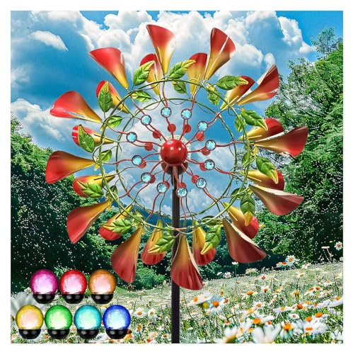 83in Hilanderos De Viento De JardíN Hilanderos De Viento Solar con Luces IluminacióN Led Estacional Multicolor Cazador De Viento