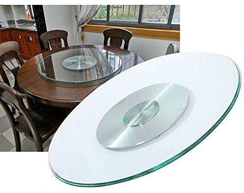 Generisch Lazy Susan-Drehteller, 50 – 120 cm (20 – 47 Zoll), Lazy Susan-Drehteller mit Lager aus Aluminiumlegierung, großes drehbares Tablett aus gehärtetem Glas für den Küchen-Esstisch, gla