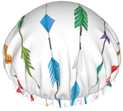 Coral and Teal Arrows -Print Extra Large Waterproof Shower Cap-Double Layer Protection For Long/Curly Hair