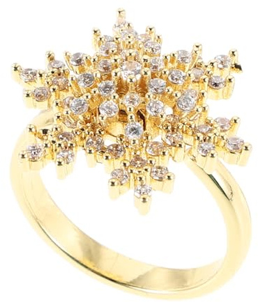 DIKACA Verstellbarer Schneeflockenring mit Zirkonia in Gold für Damen | Drehbare Offene Form, Leger Tragbar, Elegantes Statement für Alltag und Anlässe