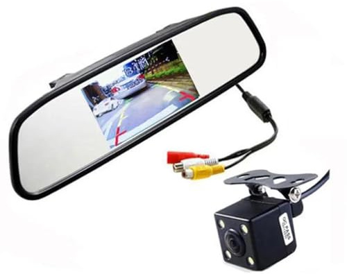 Backkamera-kit Parkeringsmonitor 4 Lampa Nattreverserande CCD Bilbackkamera Med 43 Tums Bilbackspegelmonitor Omvänd parkeringskamera