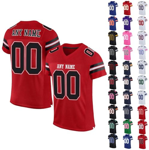 Personalised American Football Jersey Customised Rugby Jersey with Name, Number, Team Name for Men/Women/Kids Quick Dry Breathable Fabric Moisture Wicking Active Tops #20