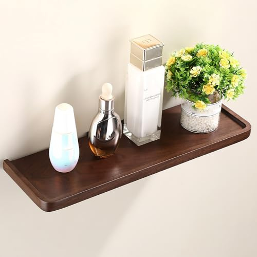 Melairy Estantes flotantes rústicos de Nogal para Libros Estante Pared de Pared para baño Dormitorio Sala de Estar (40 cm)