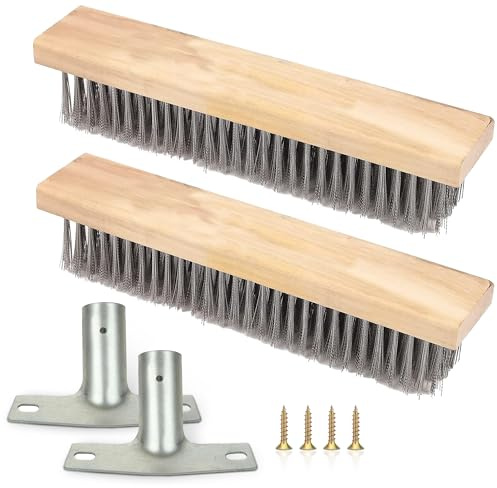 WYIPOLZI 2Pack 12 Wire Broom Head, Steel Wire Broom Head with Stiff Metal Bristle, Effectively Removes Weed Moss & Algae, for Outdoor Yard Brush, Deck Scrub, Patio, Paving, Paths, Drives (Head Only)