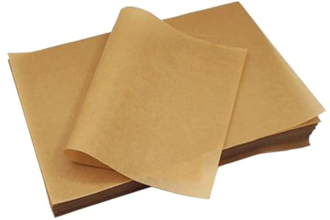 BIUDECO Carta da Forno Antiaderente 100 Pezzi Fogli in Carta Kraft Naturale per Teglie da Cucina e Forno Resistente Alte Temperature per Cottura e Grigliate senza Pfas e Bpa