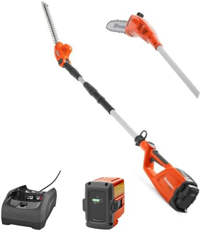 Husqvarna 120iTK4 Akku Hochentaster mit Teleskopstange + Heckenscherenaufsatz Set 36V 10 Führungsschiene, leiser Garten Multifunktions Hochastschneider bis 4 m Reichweite
