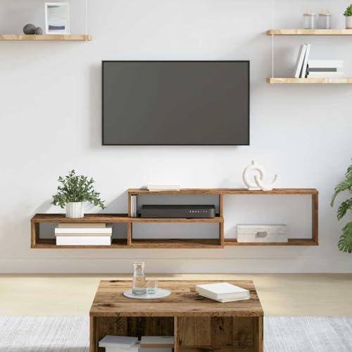 Ziaphsol vägg-TV-stativ 150 x 25 x 28,5 cm, trämaterial, modern design med lagringsutrymme och kabelhantering för vardagsrum, kompatibel med TV, mediakonsol, HiFi-hylla, skänk, underskåp
