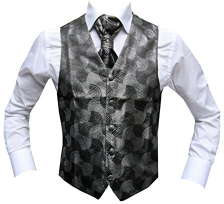 Hochzeitwesten Set mit Plastron Mardin Schwarz 52