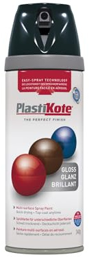 Plasti-Kote 21100 400 ml Premium-Sprühfarbe, glänzendes Schwarz, Schwarz, PKT21100 0W