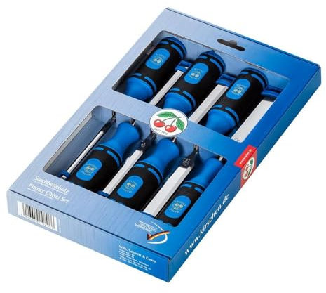 Kirschen 1118000 Number 1118 Firmer Chisel Set with 2-Component Handles - Multi-Colour (6-Piece)