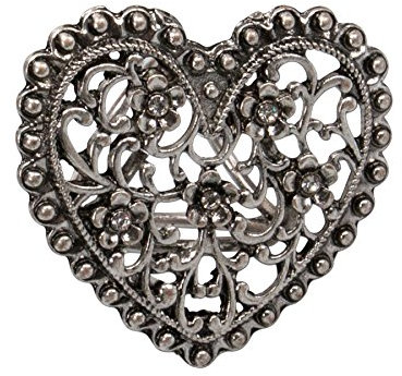 Alpenflüstern Trachten-Tuchhalter Blütenherz antik-silber-farben ADV088