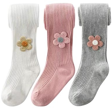 XPXGMT 3-pack Broderidjur Bomull Baby-flickor Tights Småbarn Damasker för flickor Hög kvalitet 5-8 år