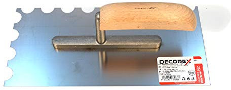 Truelle dents semi-circulaires inoxydable manche bois maçonnerie professionnel