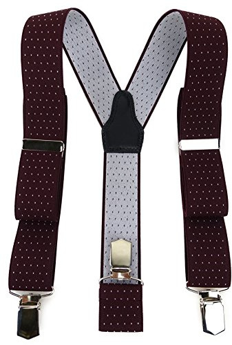 TigerTie Unisex Hosenträger in Y-Form mit 3 extra starken Clips - Farbe in gepunktet - hochwertige Verarbeitung - Breite 35 mm