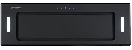 Cookology BUGL900BK/A+ Energy A+ Rated Built-in Black Glass 90cm Integrated Canopy Cooker Hood