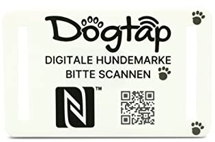 Dogtap Light Big, digitale Hundemarke für mittlere bis große Hunde, mit NFC-Chip und QR Code für Kontaktdaten und Steckbrief, aus Silikon, wasserfest, flexibel, 67 x 40 mm