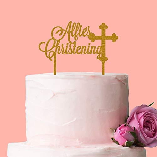 Personalised Christening Cake Topper - Glitter Acrylic