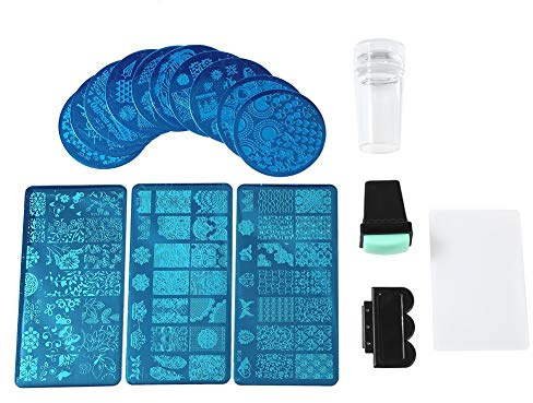 Nagelstempel schablonen - Nail Art Stamping Platten Kit Professionelle Flower Forest Image Platten Nail Art Stamping Stempel Schaber Sets Werkzeuge