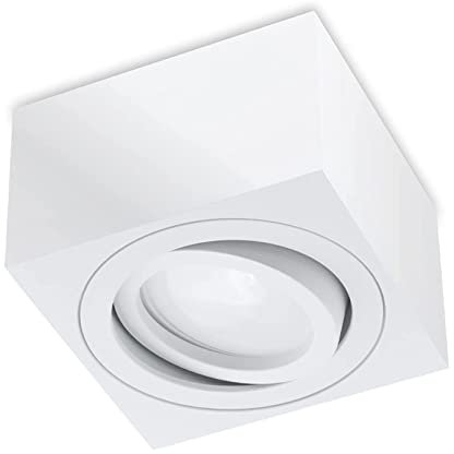 lambado® Flache LED Aufbauleuchte/Deckenstrahler Set inkl. 230V 5W Spots dimmbar - dezente Aufbaustrahler/Deckenspots (eckig, weiss, schwenkbar)