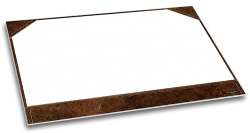 Leder-Optik Mahagoni Schreibtischunterlage DIN A2, 40 Blatt, braun | Design edel, kariert, Papier beschreibbar, weiß dunkelbraun