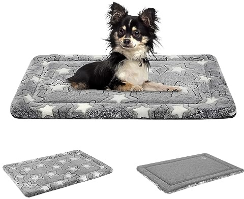 EMPSIGN Dog Crate Pad - Reversible Kennel Mat (Cool & Warm), Machine Washable, Cozy Star Pattern Sleeping Pad for Small Medium Large Dogs, All-Season Pet Bed, Suitable for 24x18 Dog Crate, Grey
