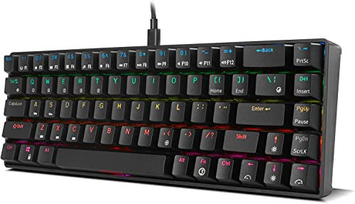 Ozone Gaming Gear Tactical Mini Gaming Keyboard -OZTACTICALUS- Mechanical Keyboard without Numeric Keyboard, Bluetooth, Outemu Red Switches, RGB LED Lighting, Silent, US Layout, Black