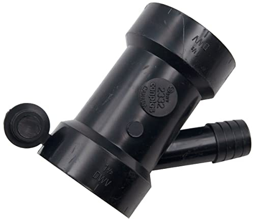 Supplying Demand 60519 Dishwasher and Condensate Line ABS Glue-in Drain WYE 1-1/2 Inch x 1-1/2 Inch x 3/4 Inch Black