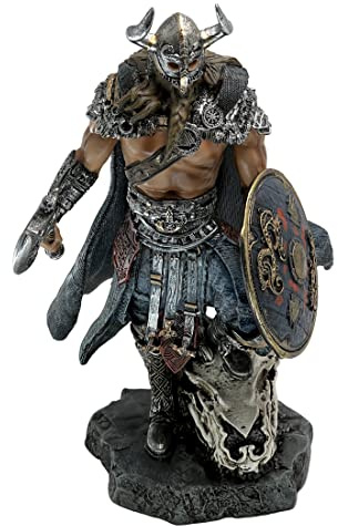 LOOYAR Resin Viking Warrior Thro Dragon Slayer Resin Statue Skulptur Ornament Figur Handwerk für Zuhause Haus Wohnzimmer Veranda Dekoration Büro Schreibtisch Schreibtisch Tischarrangement Geschenk