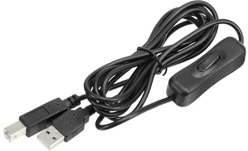 sourcing map USB Impresora Cable con ON/OFF Interruptor 2 Metros Negro | USB Macho a USB B/M Extensión Cable, para Impresoras Escáner Copiadora