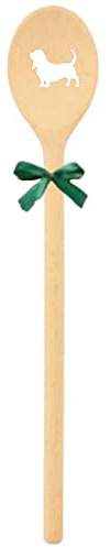teemando® kräftiger Marken-Kochlöffel aus Holz, extra stabil mit Motiv Dackel und Schleife, Handmade aus Deutschland, Grillen, Kochen, Familie, Geschenkidee, Weihnachten