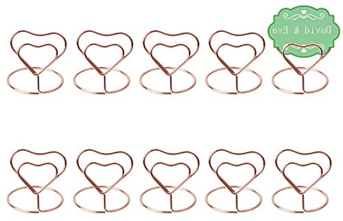 Tischkartenhalter, 10 Stück Herz Ring Kartenhalter Hochzeit, Metall Mini Niedliche Platzkartenhalter, Memohalter Kartenhalter Tisch für Bilder Hochzeit, Party, Restaurant,Geburtstag Roségold