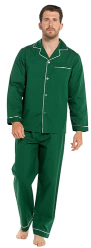 Strong Souls - Pigiama tradizionale da uomo, 2 pezzi, Verde smeraldo, XXL