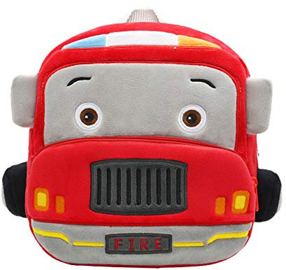MIDSuN Rucksack Automobil Kindergarten,Automobil Rucksack Kindergarten Junge Kindergartenrucksack,Mini Rucksack Bagger für Kinder Rucksack 2-3 Jahre (Feuerwehrwagen)
