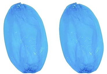 FSSTUD 100 Pcs Plastic Arm Sleeves Arm Protector Covers Waterproof Long Armsleeves Painting Oversleeve Covers Home Cleaning Washing Cuff with Elastic Ends Blue