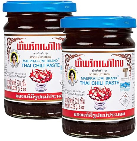 Maepranom Thai Chilli Paste Nam Prik Pao in Jar 228g (Pack of 2) HALAL