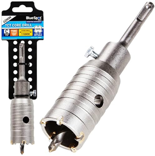 BlueSpot 35 | 40 | 50 | 82 & 110mm CORE DRILL Bit SDS + TCT Concrete Carbon Steel Hole Masonry DIY Pilot CNC YG8C Tungsten Cutter Holesaw Drainage Power Tools UK FREE P&P (40mm Core Drill (19524))