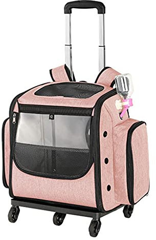 Haustier-Rucksackträger, Deluxe-Upgrade-Rucksack für Haustiere, Katzen, Hunde, Reiseträger, Rucksack mit Rädern, Faltbarer Hunde-Kinderwagen mit zusammenklappbarer Schüssel