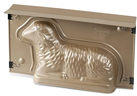 Dr. Oetker Backform Lamm zu Ostern – 900 ml Füllvolumen – 3D Kuchenform in Gold mit Antihaftbeschichtung und Osterlamm als Motiv zum backen – Leckere Deko in Osterlammform