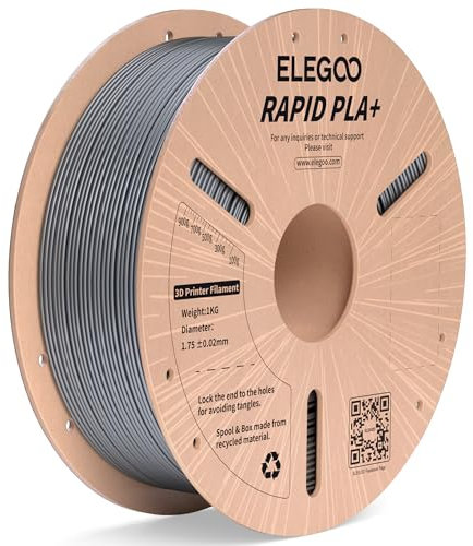ELEGOO High Speed PLA+ Filament 1.75mm Silber 1 KG, Rapid PLA Plus 3D Drucker Speedy Filament, 600 mm/s Hochgeschwindigkeitsdruck, Maßgenauigkeit +/-0,02mm, 1kg Spule (2.2lbs)