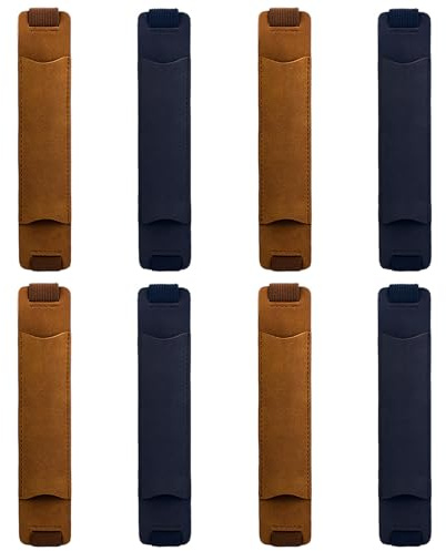 Stifthalter mit verstellbarem Gummiband, abnehmbare PU-Leder-Stifthülle, Tagebuch, Stifteetui, Tagebuch, Stifthalter für Notizbuch, Hardcover, Abschlussgeschenk, Braun + Dunkelblau, 8 Stück