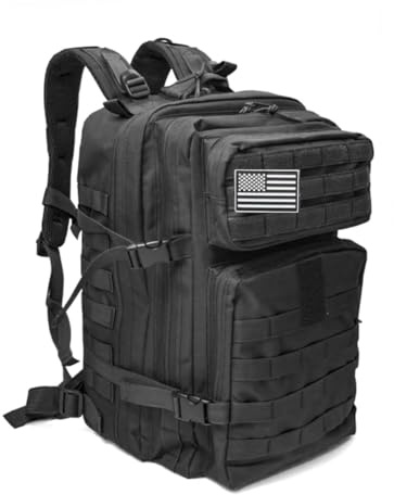 JGR SELECT Mochila Táctica 45L Militar - Impermeable, Gran Capacidad, Deportiva - Para Crossfit, Gimnasio, Supervivencia, Senderismo, Montaña, Caza, Viajes, Trekking (Negro)