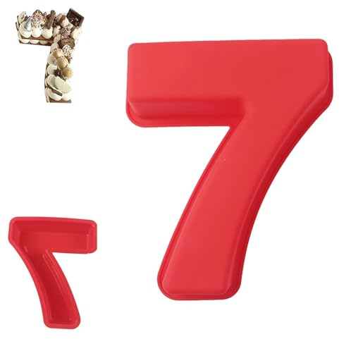 QEEYON 10 inch Silicone Number Cake Moulds, Number 7 Cake Tin Mould, Non-Stick for DIY Baking Birthday Wedding Anniversary