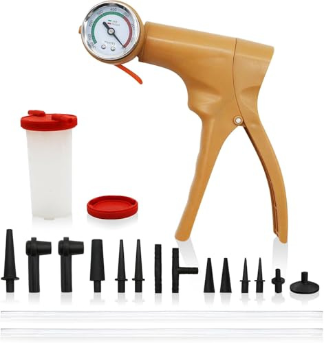 Chang QI Bremsenentlüftungssatz Brems- und Kupplungsentlüftungs-Set, 15-teilig, Bremsenentlüftungsgerät, Handstaubsauger, inkl. Selectline-Handvakuumpumpe, 127 g, Flüssigkeitsbehälter mit Deckel